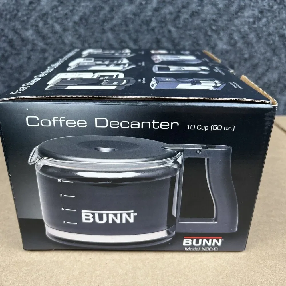 BUNN 10 Cup 50 oz Coffee Decanter Replacement Carafe with Lid Model NCD-B Black.